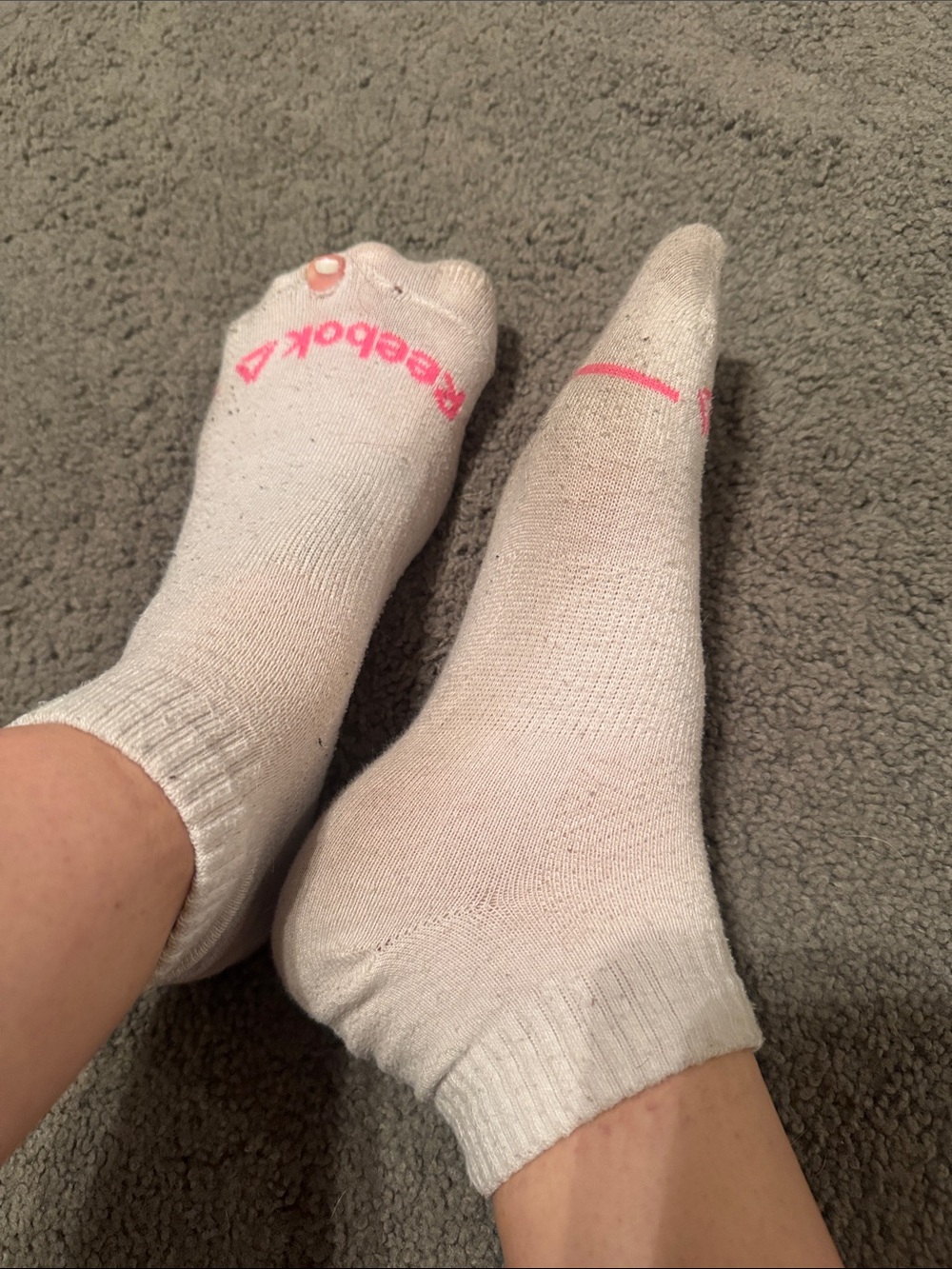 Reebok White Ankle Athletic Socks with Pink Logo